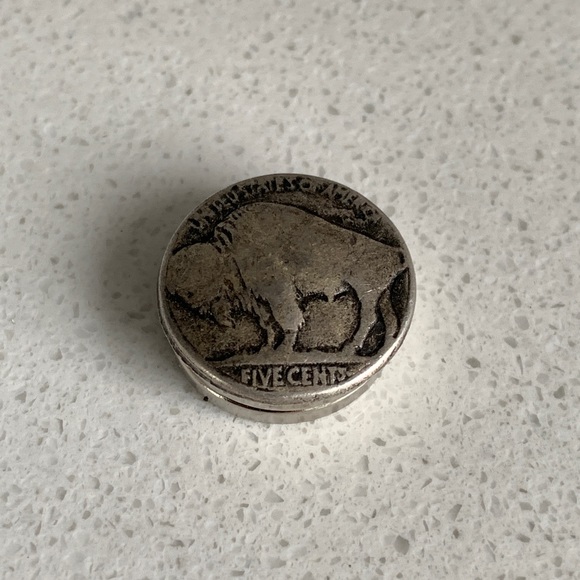 Modified Buffalo Nickel Coin Lapel Pin / Tie Tack With Neodymium Magnets - Picture 1 of 5